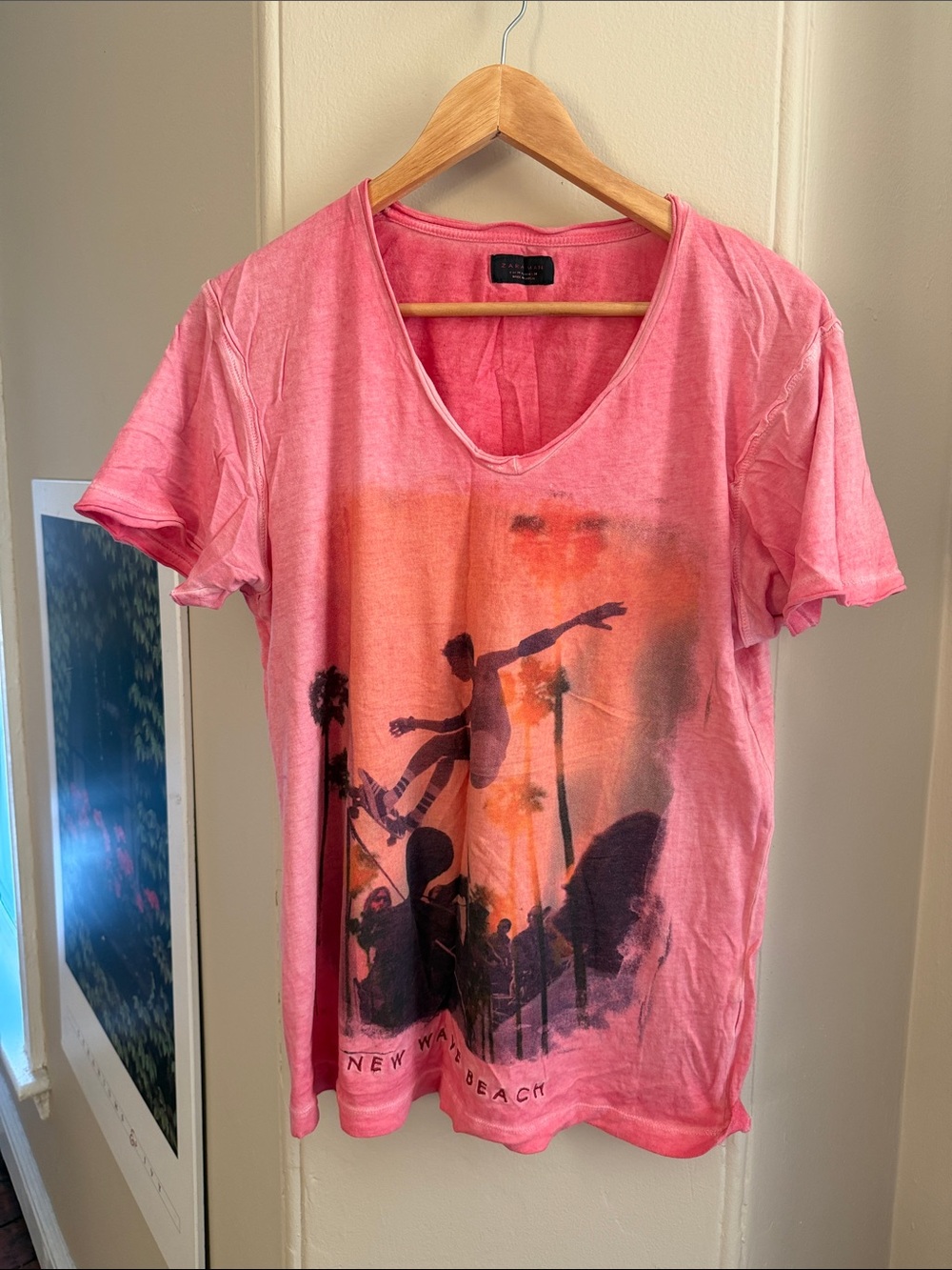Zara Pink Surf Skate Graphic Tee